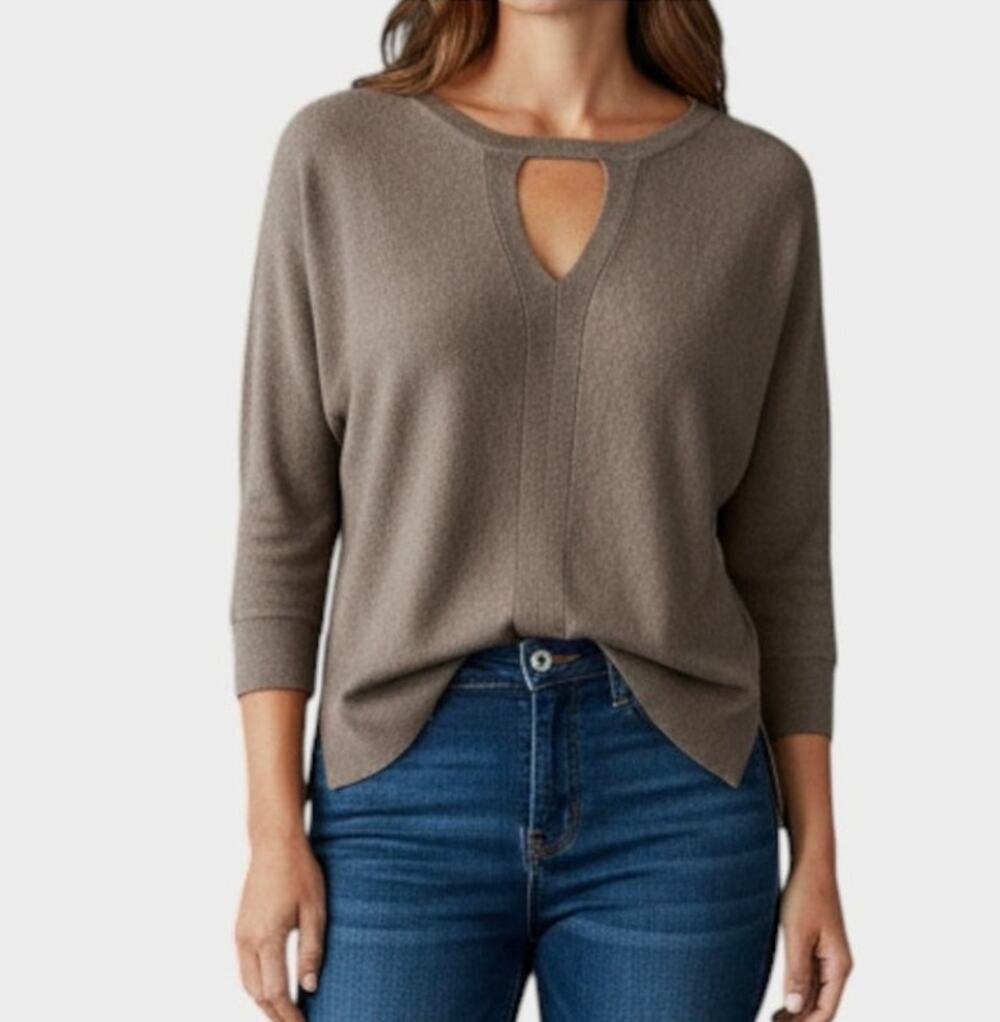 New York & Company XS Elbow Sleeve Sweater Dolman Sleeve Light Brown
